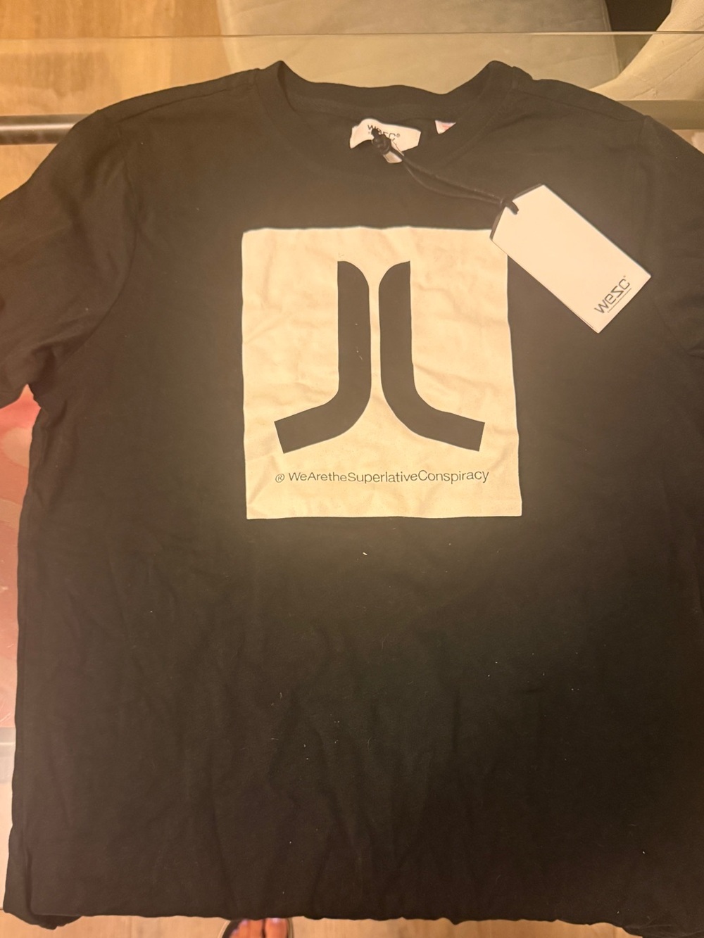 Wesc Black Tee with White Chest Logo Square